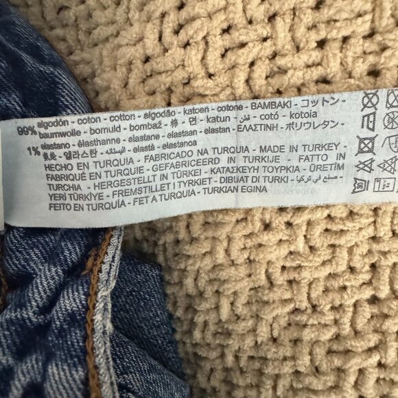 Zara Split Hem High Waist Straight Leg Jeans Dark Wash Raw Edge Size 26 - Picture 8 of 8